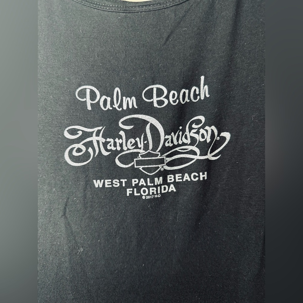 Harley-Davidson Script Women's Black Sleeveless Keyhole Tank Size M Palm Beach - Picture 5 of 7